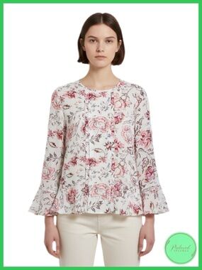 Banana Republic Flounce Sleeve Floral Blouse